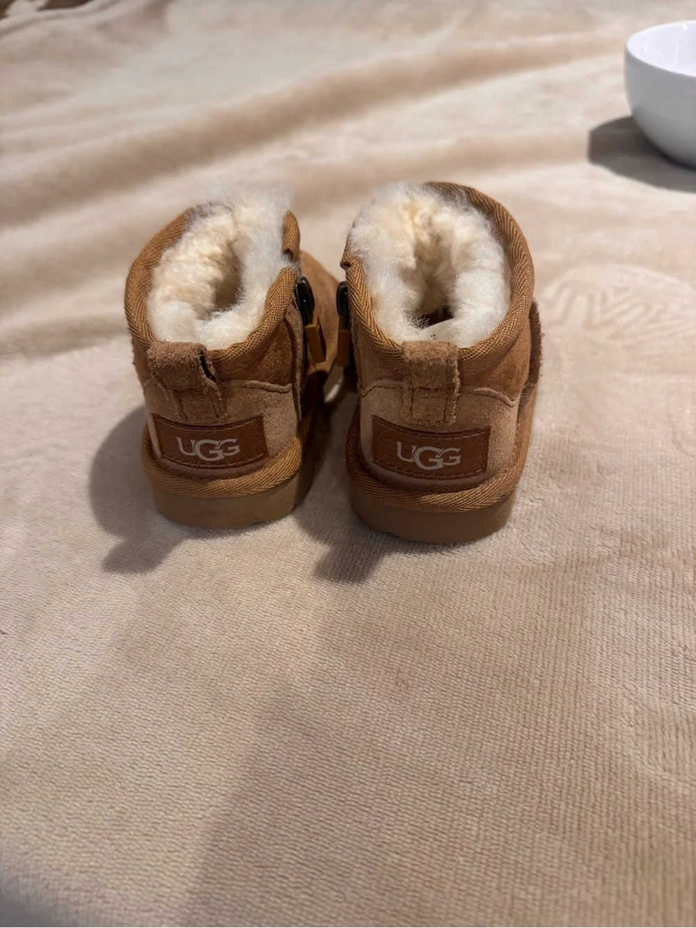 UGG Toddler Chestnut Suede Shearling-Lined Boots
